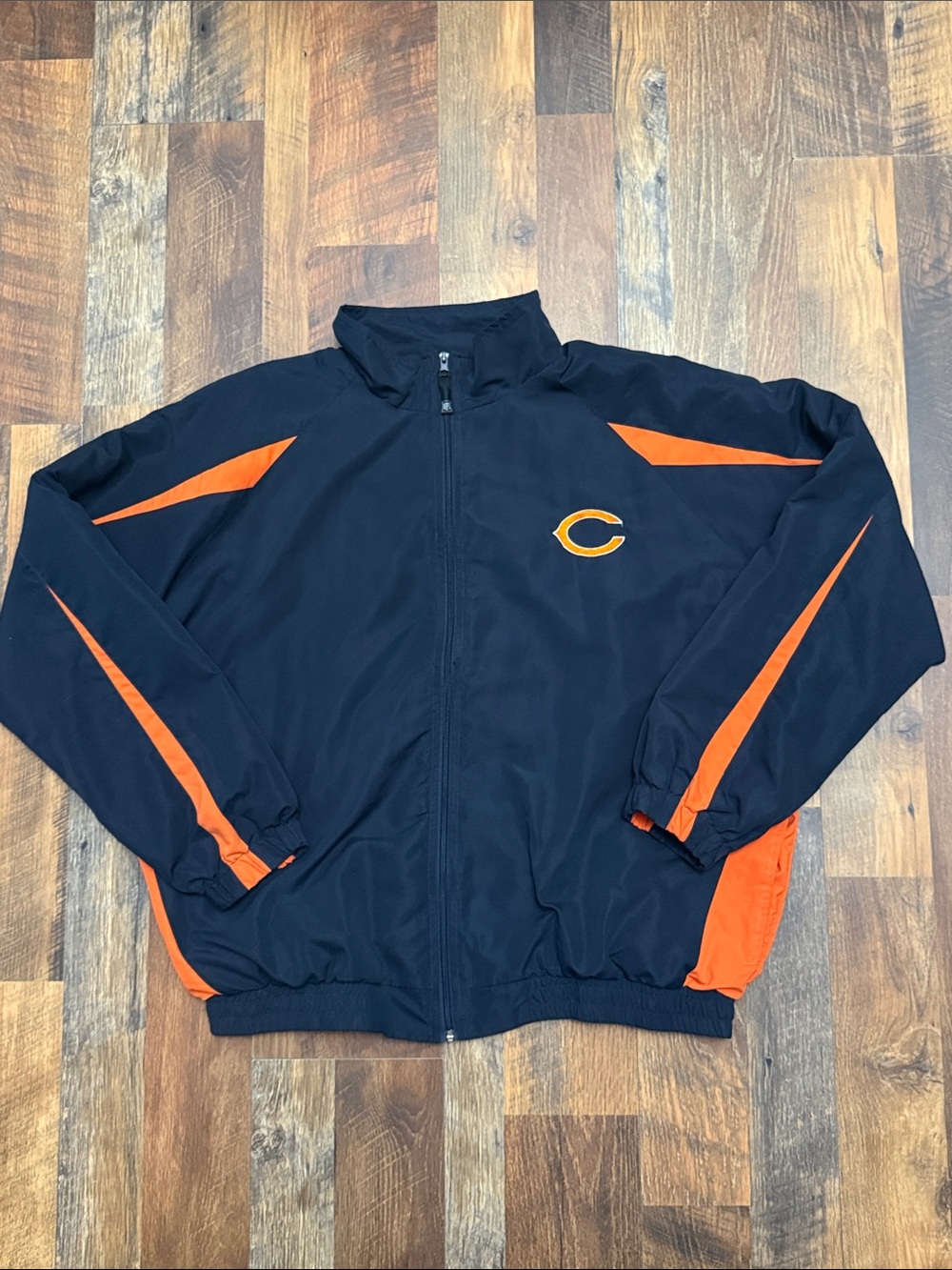 Chicago Bears NFL Team Apparel 2XL Navy Orange Full Zip Jacket
